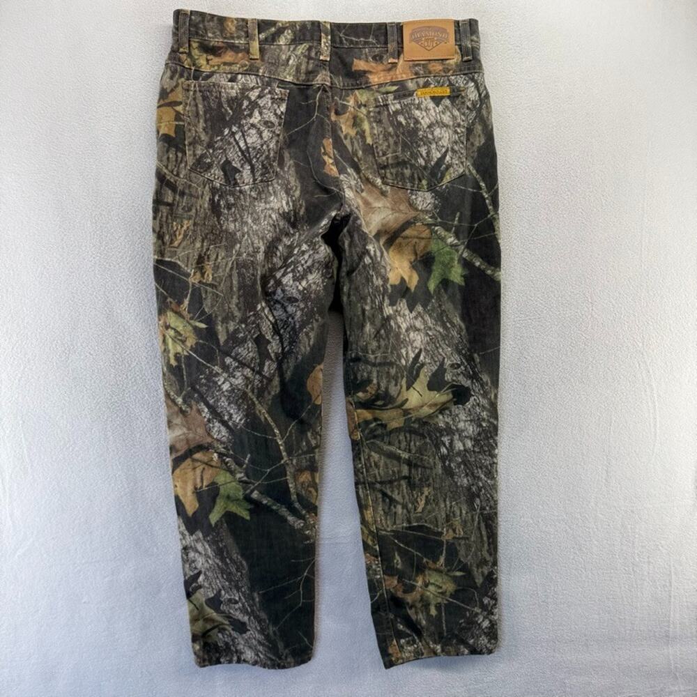 Vintage Diamond Cut Jeans Men's Fits 35x30 Green Denim Camo Mossy Oak Tree 90s
